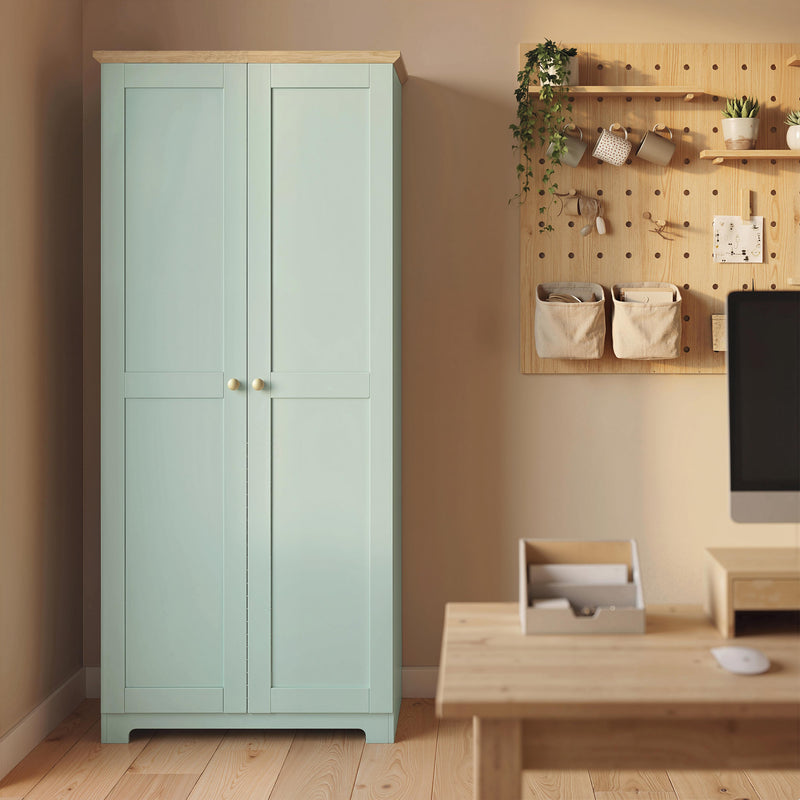 Tall Green Freestanding Storage Cabinet For Kitchen with 4 Shelves - Modern Design 80x48x172cm Homcom