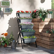 5 Tier Vertical Raised Garden Bed With Removable Planter Boxes For Outdoor Use Grey