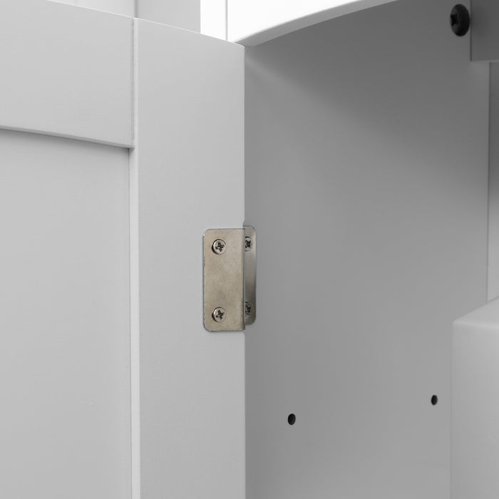 Light Grey Wall Mounted Bathroom Cabinet With Arched Door and Adjustable Shelf by kleankin