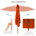 2.5m Wooden Garden Parasol Orange Sun Shade Outdoor Patio Umbrella by Outsunny