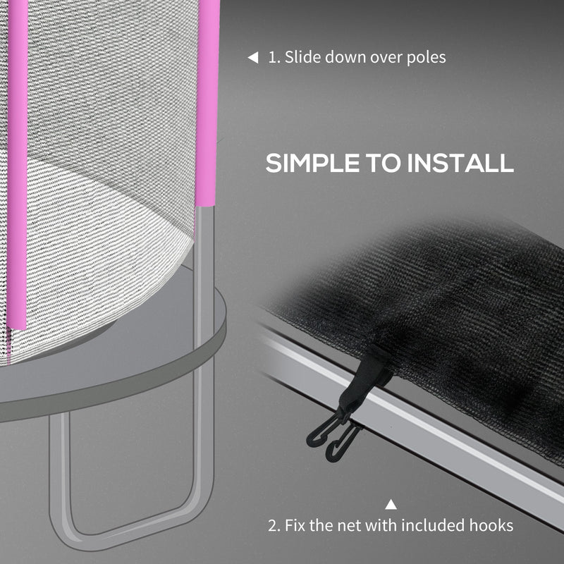 Pink 10ft Trampoline Net Replacement with Zip Entrance and 6 Pole Covers by Outsunny AOSOM