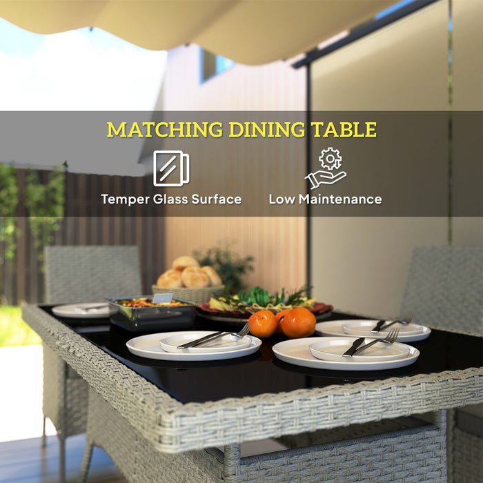 Grey 7 Seater Rattan Dining Set with Cushions for Garden and Patio by Outsunny