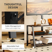 Rustic Brown TV Stand With Swivel Mount For 32 to 65 Inch TV Screens And Open Storage Shelves