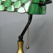 Vintage Stained Glass Table Lamp with Handmade Shade Ideal for Bedroom or Living Room, Green