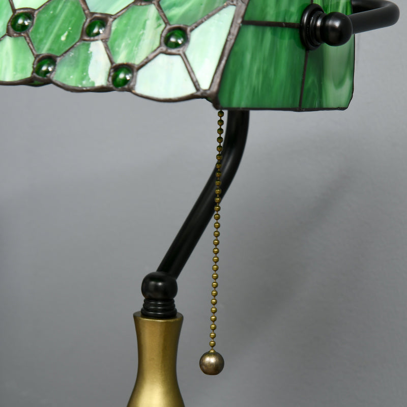 Vintage Stained Glass Table Lamp with Handmade Shade Ideal for Bedroom or Living Room, Green