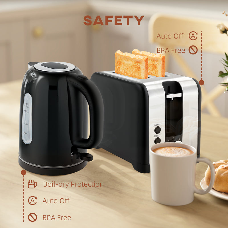 Toaster and Kettle Set with Fast Boil and Even Toasting for Easy Mornings Black