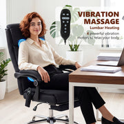Massage Office Chair with Lumbar Heat and Reclining Backrest for Home Office Support Black AOSOM