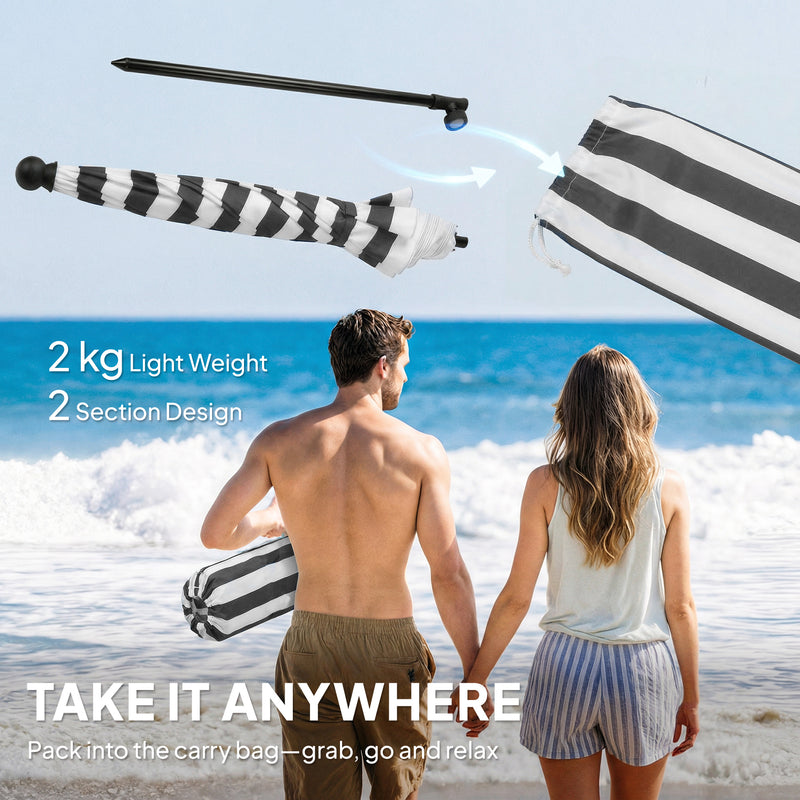 1.8m Beach Umbrella with Adjustable Tilt and Carry Bag for Easy Sun Protection (UPF30+) Outsunny