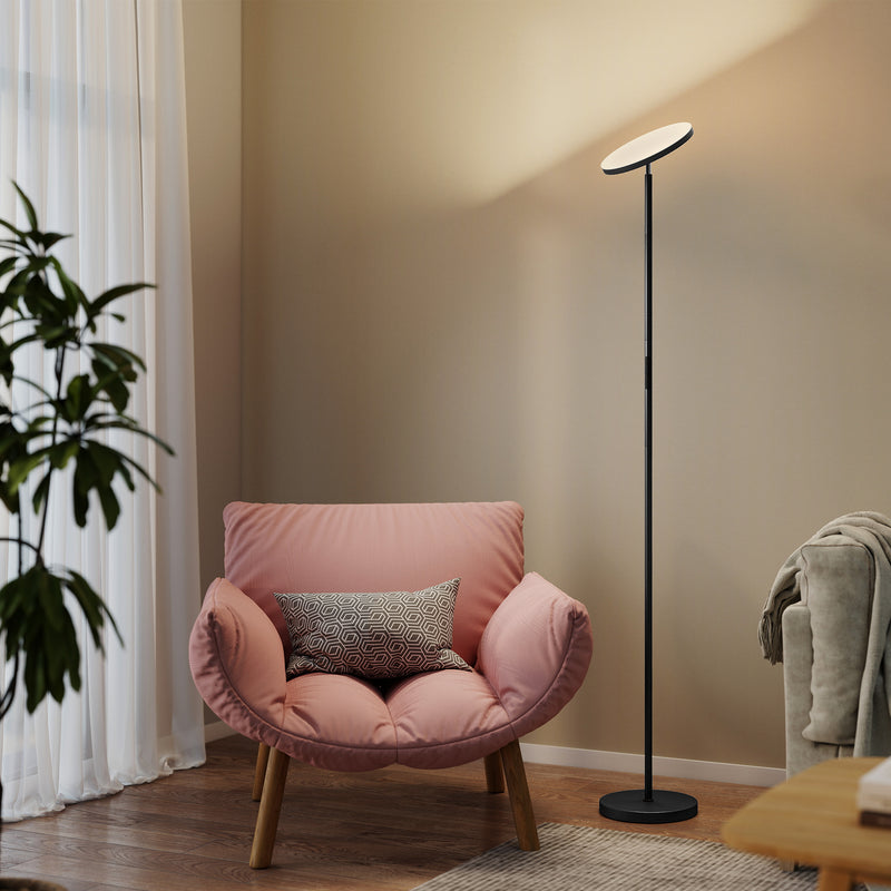 Tall RGB Floor Lamp With Remote Control And Dimmable Light For Bedroom Or Living Room Black