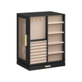 SONGMICS black jewellery box with 360-degree rotation, front angle view