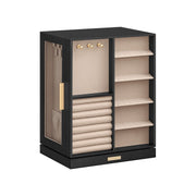 SONGMICS black jewellery box with 360-degree rotation, front angle view