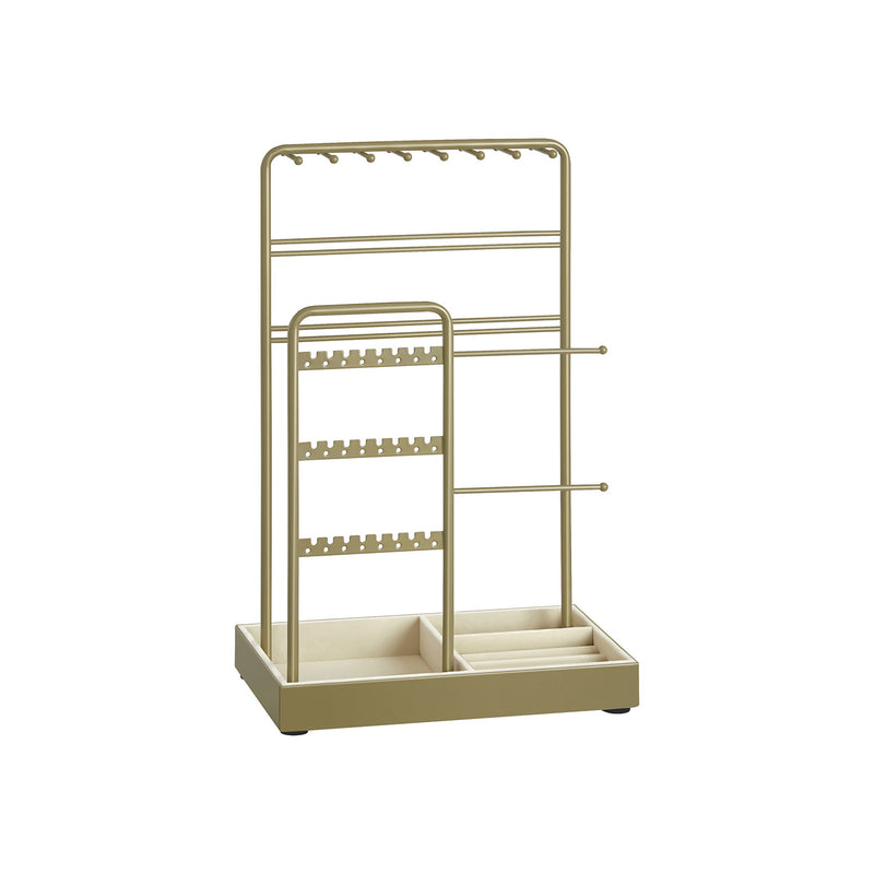 Songmics jewellery display stand with metal frame in laurel green on a dressing table
