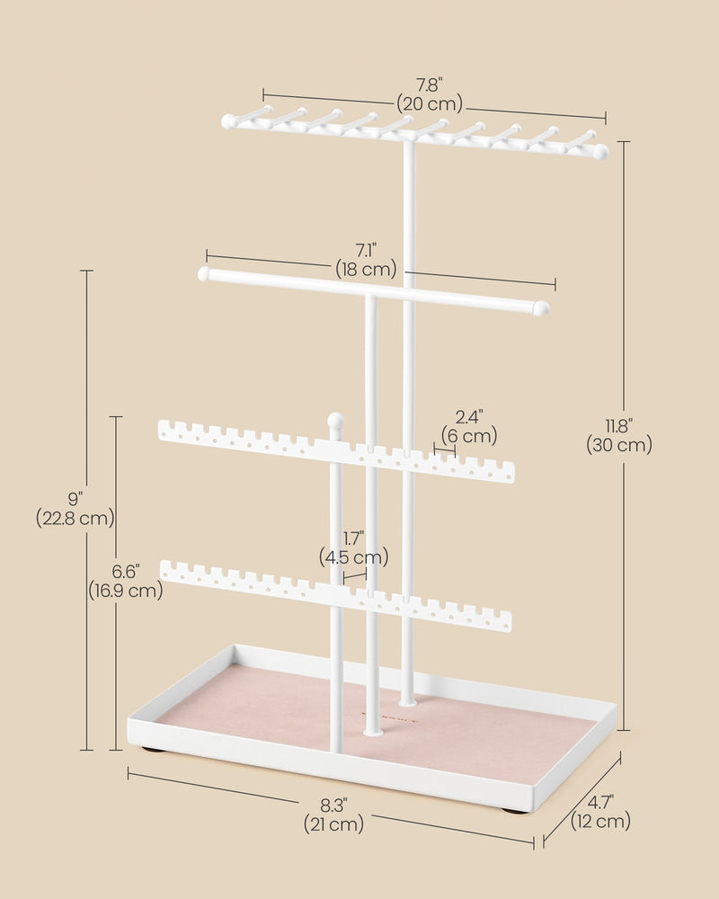 Jewellery stand styled on a bedroom dressing table