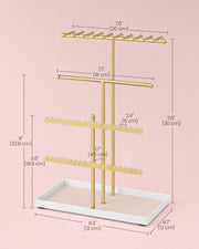 Jewellery stand styled on a bedroom dressing table