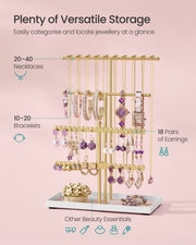 Jewellery pouches included with the pale gold stand