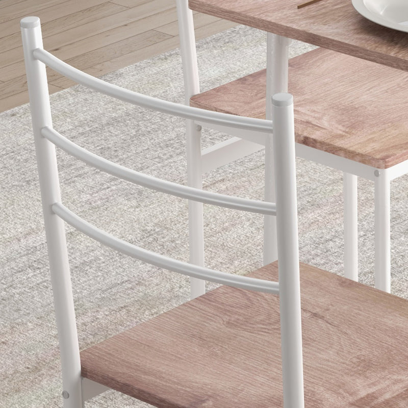 5 Piece Space Saving Dining Table and Chairs Set for Small Kitchens or Flats Brown White