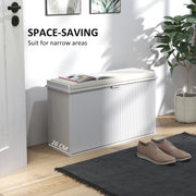 White Shoe Storage Bench with Cushioned Seat and Eight Compartments by HOMCOM