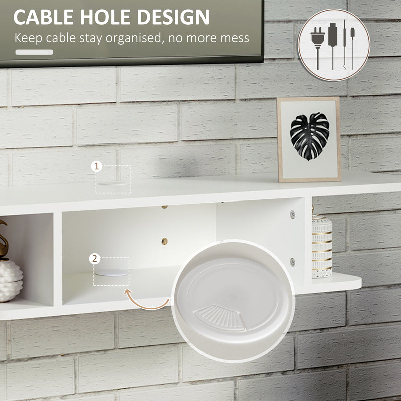 Wall Mounted Floating TV Unit For TVs Up To 40 Inch With Storage Shelf, White