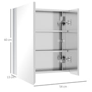 Wall Mounted Bathroom Mirror Cabinet With Storage Shelves And Hinged Door White