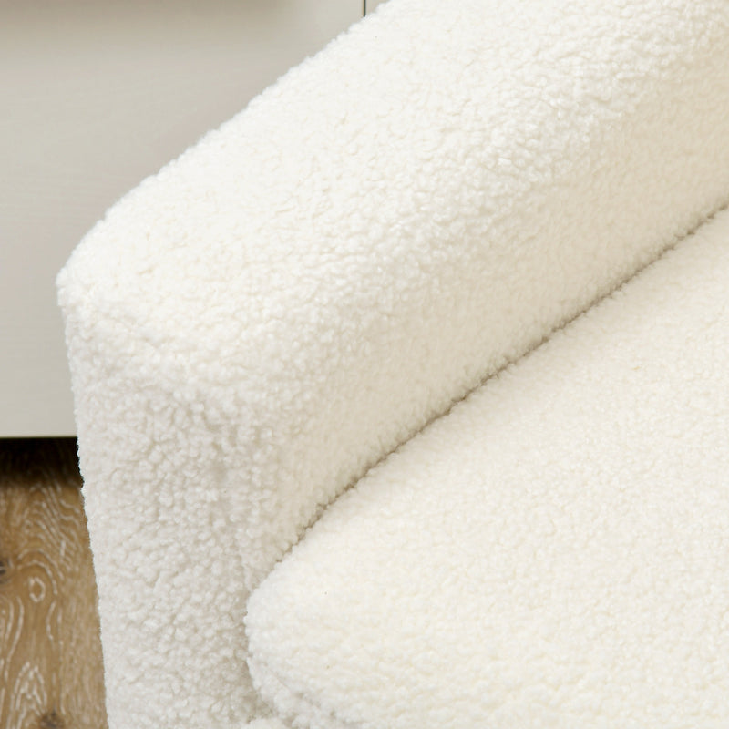 Upholstered Accent Armchair with Wide Padded Seat and Wooden Legs for Living Room Cream White