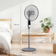 Pedestal Fan with Remote Control and Adjustable Height for Home or Office Grey AOSOM