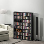 Black Media Storage Cabinet Holds 720 CDs or 396 DVDs with Adjustable Shelves