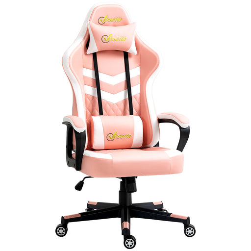 Ergonomic Gaming Desk Chair With Lumbar Support And Headrest For Home Office, Pink