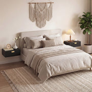 Floating Wall Mounted Bedside Table Set of 2 with Drawer for Clutter Free Bedroom Black AOSOM
