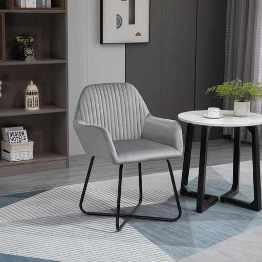 Modern Upholstered Armchair with Sturdy Metal Base for Living Room Comfort Grey