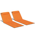 Folding Beach Chairs Set of 2 with Adjustable Backrest and Carry Bag, Orange Outsunny