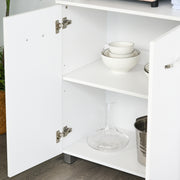 White Tall Kitchen Storage Cabinet With Countertop Drawers And Shelves 183cm High