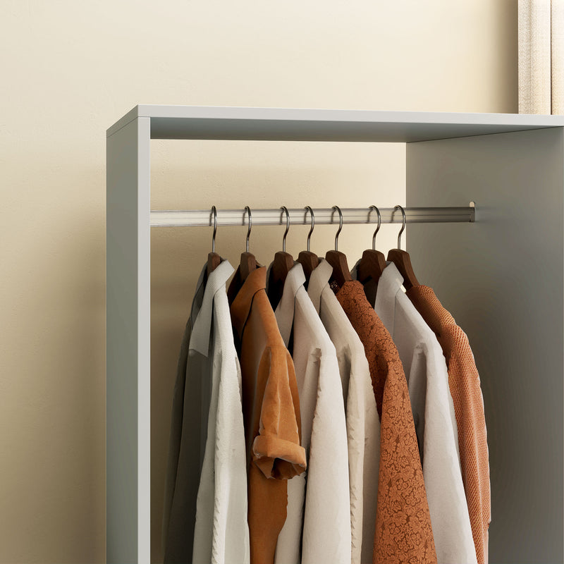 Grey Mobile Open Wardrobe with Clothes Rail and Storage Shelves by HOMCOM