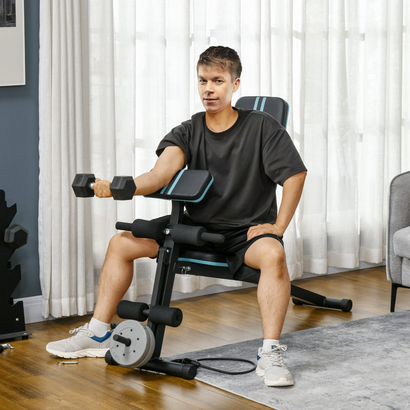Foldable Adjustable Weight Bench for Strength Training and Sit Ups in Blue by HOMCOM AOSOM