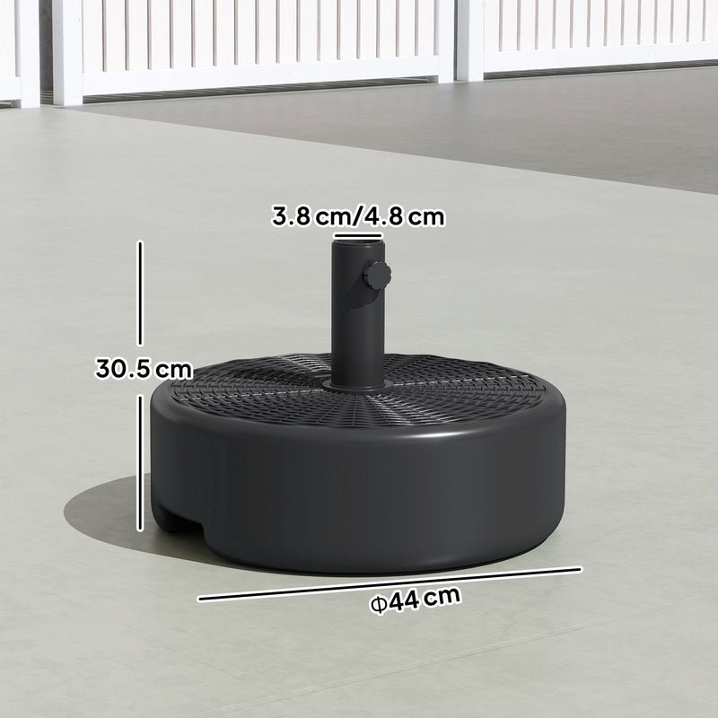 Fillable Parasol Base for Garden Umbrellas with Secure Support For 38-48mm Poles, Black Rattan Style Finish