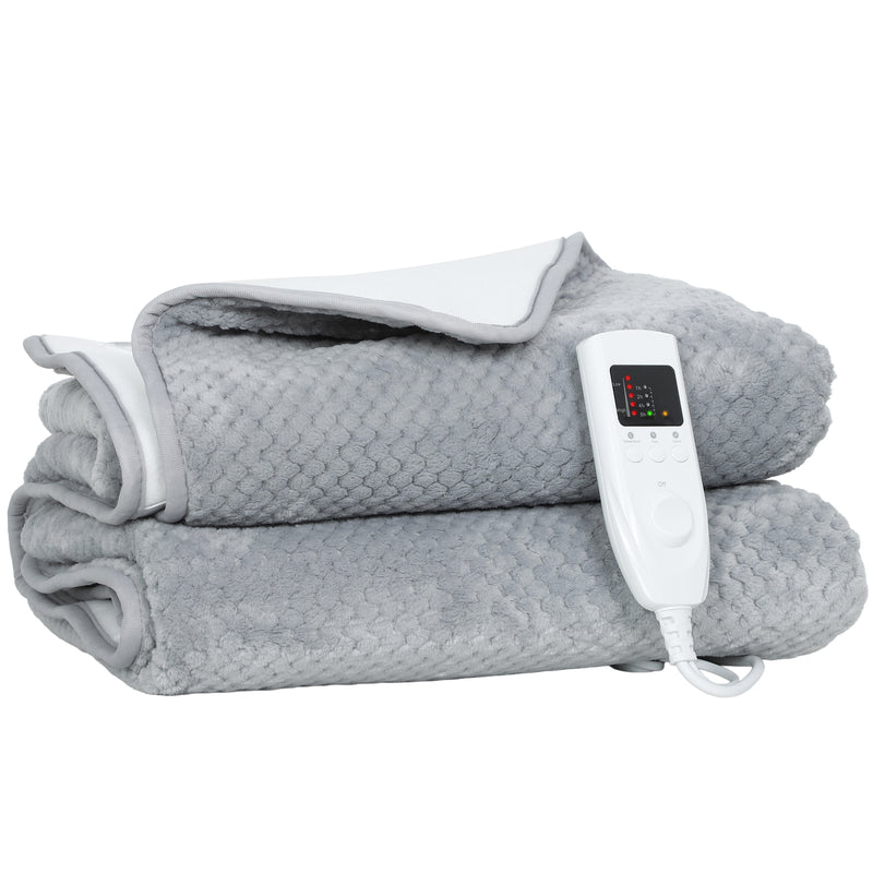 Electric Heated Throw Blanket with 5 Heat Settings and 10 Hour Timer for Cosy Warmth Grey AOSOM