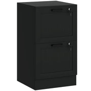 2 Drawer Lockable Filing Cabinet With Adjustable File Rails For Home Office Use Black