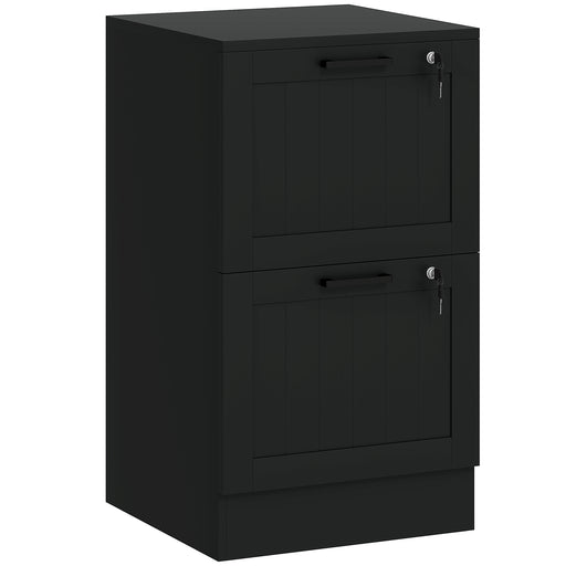 2 Drawer Lockable Filing Cabinet With Adjustable File Rails For Home Office Use Black