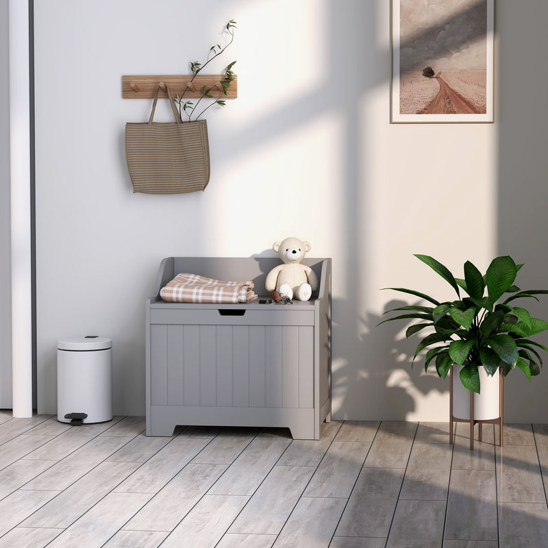 Grey 61L Home Storage Chest With Lift Top Lid And Modern Design By HOMCOM