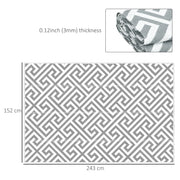 Reversible Light Grey Outdoor Rug 152x243cm for Camping Garden or Indoor Use