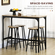 5 Piece Industrial Style Bar Table and Stool Set, Brown and Black by HOMCOM