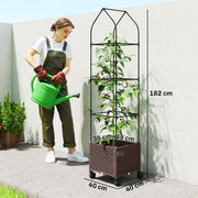 Raised Planter with Trellis and Wheels for Easy Gardening in Small Spaces Brown Outsunny