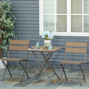 3 Piece Foldable Garden Bistro Set with Table and 2 Chairs for Patio or Balcony Grey by Outsunny
