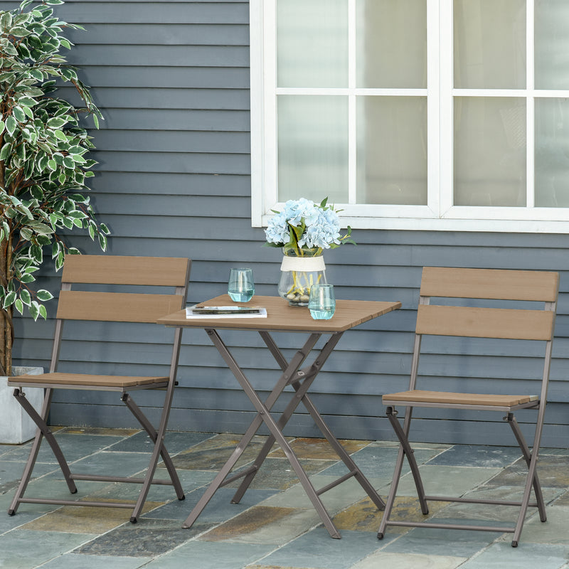 3 Piece Foldable Garden Bistro Set with Table and 2 Chairs for Patio or Balcony Grey by Outsunny