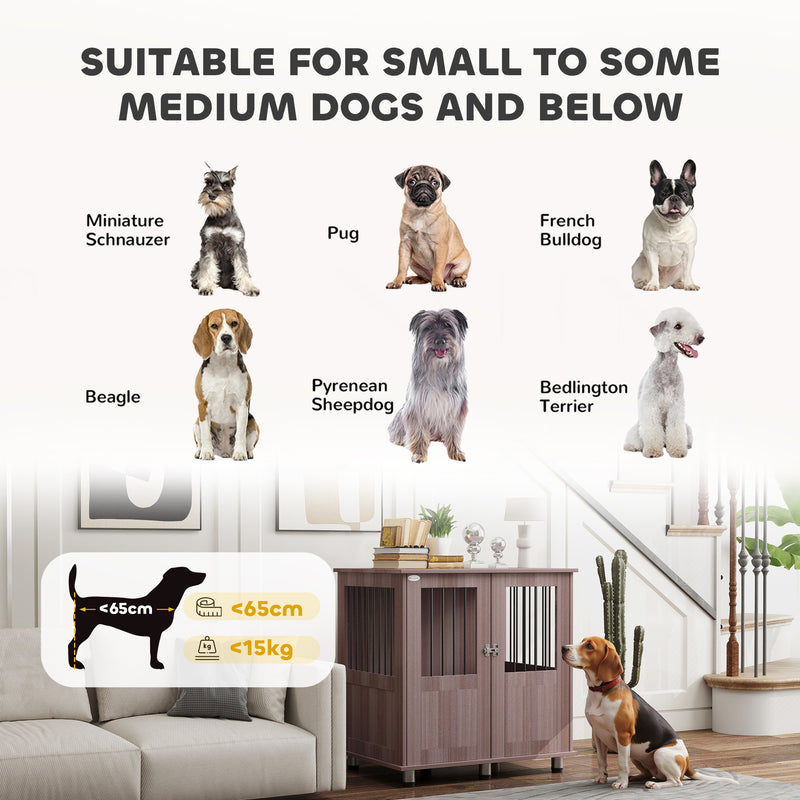 Dog Crate Table for Medium and Large Dogs with Magnetic Door Indoor Use Purple by PawHut