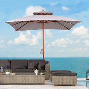 Grey 3 x 3m Garden Umbrella Large Outdoor Parasol with Double Tier Canopy by Outsunny