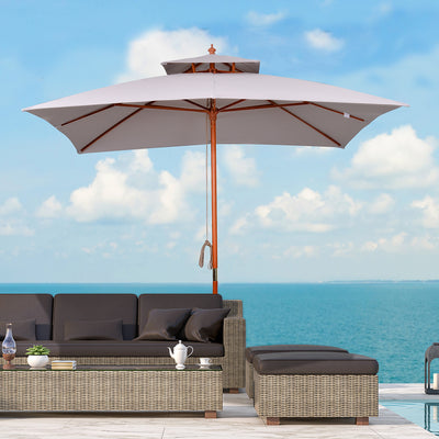 Grey 3 x 3m Garden Umbrella Large Outdoor Parasol with Double Tier Canopy by Outsunny