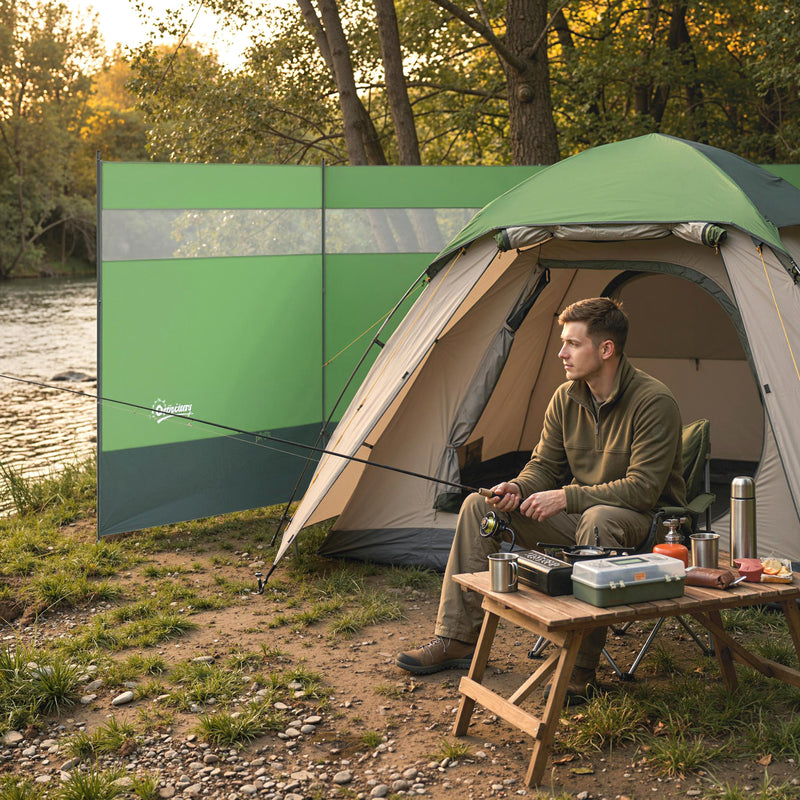 Beach Windbreaker with Clear Top Panel for Sun and Wind Protection Portable Army Green