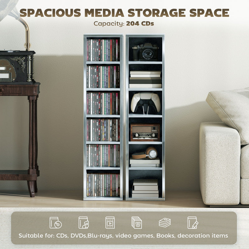 CD and Media Storage Shelves Set of 2 for Organised Home or Office High Gloss Grey AOSOM