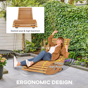 Modern Wooden Outdoor Rocking Chair with Slatted Seat Ideal for Garden or Patio Use, Teak Outsunny