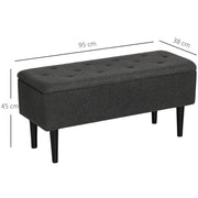 Dark Grey 47L Teddy Fleece Storage Ottoman with Padded Lid by HOMCOM